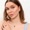 Комплект Каталог >> Бижутерия >> Ювелирная бижутерия коллекция  "Дубай" серьги, кулон и кольцо 19 р, покрытие: позолота, вставка: фианиты, цвет: прозрачный и зеленый, арт.213.776-19 213.776-19