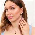 Комплект Каталог >> Бижутерия >> Ювелирная бижутерия коллекция  "Дубай" серьги, кулон и кольцо 18 р, покрытие: позолота, вставка: фианиты, цвет: прозрачный и черный, арт.213.777-18 213.777-18