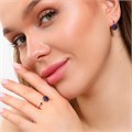 Комплект в форме цветов Каталог >> Бижутерия >> Ювелирная бижутерия коллекция  "Дубай" серьги и кольцо разъемное, покрытие: позолота, вставка: фианиты, цвет: синий, арт.213.766 213.766