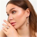 Комплект ювелирной бижутерии коллекция серьги и кольцо 17 р, покрытие: посеребрение, вставка: фианит, цвет: прозрачный, арт.213.762-17 213.762-17