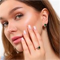 Комплект Каталог >> Бижутерия >> Ювелирная бижутерия коллекция  "Дубай" серьги и кольцо 18 р, покрытие: позолота, вставка: фианиты, цвет: прозрачный и зеленый, арт.213.758-18 213.758-18