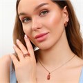 Комплект ювелирной бижутерии коллекция "Дубай" в форме дорожки из камней серьги, кулон и кольцо 18 р, покрытие позолота, вставка: фианиты, цвет: красный, арт.314.428-18 314.428-18