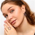 Комплект ювелирной бижутерии, серьги и кольцо 17 р, покрытие посеребрение, вставка: фианиты, цвет: фиолетовый, арт.213.729-17 213.729-17