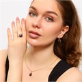 Комплект с крупным камнем ювелирной бижутерии коллекция "Дубай" серьги, кулон и кольцо 18 р, покрытие позолота, вставка: фианиты, цвет: синий, арт.213.720-18 213.720-18