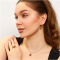 Комплект с крупным камнем ювелирной бижутерии коллекция "Дубай" серьги, кулон и кольцо 17 р, покрытие позолота, вставка: фианиты, цвет: коричневый, арт.213.721-17 213.721-17