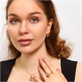 Комплект ювелирной бижутерии коллекция "Дубай" серьги, кулон и кольцо 17 р, покрытие позолота, вставка: искусственные цветные камни, цвет: оранжевый, голубой, бежевый матовый, арт.213.715-17 213.715-17