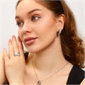 Комплект ювелирной бижутерии с покрытием посеребрение, серьги, кулон и кольцо 20 р, вставка: фианиты, цвет: прозрачный, арт.213.708-20 213.708-20