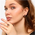 Комплект ювелирной бижутерии Дубайское золото с покрытием позолотой в форме цветов, серьги и кольцо 20 р, вставка: фианиты, цвет: черный, арт.213.703-20 213.703-20