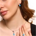 Комплект ювелирной бижутерии, серьги, кулон и кольцо 19 р, покрытие посеребрение, вставка: фианиты, цвет: голубой матовый, арт.314.362-19 314.362-19