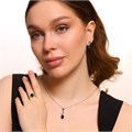 Комплект ювелирной бижутерии, серьги, кулон и кольцо 18 р, покрытие посеребрение, вставка: фианиты, цвет: зеленый матовый, арт.314.363-18 314.363-18
