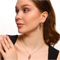 Комплект ювелирной бижутерии коллекция "Дубай" в форме веточки серьги, кулон и кольцо 19 р, покрытие позолота, вставка: фианиты, цвет: оранжевый, арт.314.358-19 314.358-19