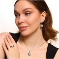 Комплект ювелирной бижутерии серьги, кулон и кольцо 20 р, покрытие посеребрение, вставка: фианиты и искусственный жемчуг, цвет камней: графитовый, арт.314.347-20 314.347-20