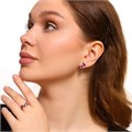 Комплект ювелирной бижутерии Дубайское золото  с покрытием позолотой 18К, серьги и кольцо 19 р, вставка: фианиты, цвет: фиолетовый, арт.215.277-19 215.277-19