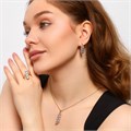 Комплект ювелирной бижутерии Дубайское золото серьги, кулон и кольцо 18 р, покрытие позолота, вставка: фианиты, цвет: прозрачный, арт.213.682-18 213.682-18