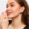 Комплект ювелирной бижутерии Дубайское золото серьги и кольцо 18 р, покрытие позолота, вставка: фианиты, цвет: черный, арт.213.672-18 213.672-18