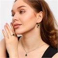Комплект ювелирной бижутерии серьги, кулон и кольцо 19 р, покрытие: посеребрение, вставка: фианиты, цвет: зеленый, арт.213.669-19 213.669-19