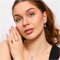 Комплект ювелирной бижутерии серьги, кулон и кольцо 18 р, покрытие: посеребрение, вставка: фианиты, цвет: прозрачный, арт.213.667-18 213.667-18