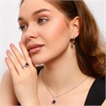 Комплект ювелирной бижутерии серьги, кулон и кольцо 18 р, покрытие: посеребрение, вставка: фианиты, цвет: фиолетовый, арт.213.668-18 213.668-18