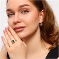 Комплект ювелирной бижутерии коллекция "Дубай" серьги и кольцо 17 р, покрытие: позолота, вставка: фианиты, цвет: зеленый, арт.213.666-17 213.666-17
