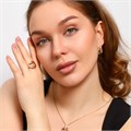 Комплект ювелирной бижутерии Дубайское золото серьги, кулон и кольцо 18 р, покрытие позолота, вставка: фианиты, цвет: прозрачный, арт.213.663-18 213.663-18