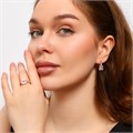 Комплект ювелирной бижутерии Дубайское золото серьги и кольцо 18 р, покрытие позолота, вставка: фианиты, цвет: прозрачный, арт.213.650-18 213.650-18