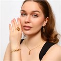 Комплект ювелирной бижутерии Итальянское золото (покрытие желтое 14к), серьги, кулон, браслет и кольцо 19 р, вставка: ювелирный пластик с леопардовым принтом, арт.213.635-19 213.635-19