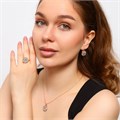 Комплект ювелирной бижутерии Дубайское золото, серьги, кулон на цепочке и кольцо 17 р, вставка: фианиты, цвет: прозрачный, арт.213.434-17 213.434-17