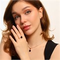 Комплект ювелирной бижутерии коллекция "Дубай" серьги, кулон и кольцо 18 р, покрытие позолота, вставка: фианиты, цвет: синий, арт.213.541-18 213.541-18