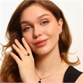 Комплект ювелирной бижутерии коллекция "Дубай" серьги, кулон и кольцо 17 р, покрытие позолота, вставка: фианиты, цвет: зеленый, арт.213.537-17 213.537-17