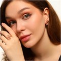Комплект ювелирной бижутерии коллекция "Дубай" серьги и кольцо 17 р, покрытие позолота, вставка: фианиты, цвет: розоввый, арт.213.533-17 213.533-17