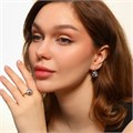 Комплект ювелирной бижутерии Итальянское золото (покрытие желтое 14к), серьги и кольцо 17 р, вставка: фианиты, цвет: прозрачный, арт.213.522-17 213.522-17