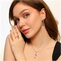 Комплект ювелирной бижутерии коллекция "Дубай"  серьги, кулон и кольцо 19 р, покрытие позолота, вставка: фианиты, цвет: прозрачный, арт.213.517-19 213.517-19