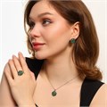 Комплект ювелирной бижутерии серьги, кулон и кольцо 19 р, покрытие: посеребрение, вставка: фианиты, цвет: зеленый, арт.213.492-19 213.492-19