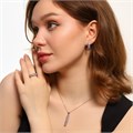 Комплект ювелирной бижутерии серьги, кулон и кольцо 18 р, покрытие: посеребрение, вставка: фианиты, цвет: фиолетовый, арт.213.484-18 213.484-18