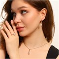 Комплект ювелирной бижутерии коллекция "Дубай" серьги, кулон и кольцо 17 р, покрытие позолота, вставка: фианиты и искусственный жемчуг, арт.213.477-17 213.477-17