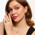 Комплект ювелирной бижутерии серьги, кулон и кольцо 19 р, покрытие: посеребрение, вставка: фианиты, цвет: прозрачный, арт.213.451-19 213.451-19