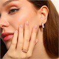 Комплект ювелирной бижутерии коллекция "Дубай" в форме дорожки из камней серьги и кольцо 18 р, покрытие позолота, вставка: фианиты, цвет: прозрачный, арт.213.445-18 213.445-18