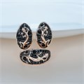 Комплект украшений Каталог >> Бижутерия >> Ювелирная бижутерия Дубайское золото в форме ящерицы серьги и кольцо 18 р, покрытие позолота, вставка: фианиты, цвет: черный, арт.314.323-18 314.323-18