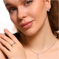 Комплект ювелирной бижутерии, серьги, кулон и кольцо 18 р, покрытие посеребрение, вставка: фианиты, цвет: прозрачный, арт.314.321-18 314.321-18