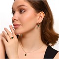 Комплект ювелирной бижутерии Дубайское золото: серьги, кулон и кольцо 17 р, с покрытием позолотой, вставка: фианит, цвет: зеленый, арт.314.318-17 314.318-17