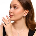 Комплект ювелирной бижутерии серьги, кулон и кольцо 19 р, покрытие: посеребрение, вставка: фианиты, цвет: прозрачный, арт.314.308-19 314.308-19