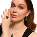 Комплект ювелирной бижутерии серьги, кулон и кольцо 20 р, покрытие: посеребрение, вставка: фианиты и искусственный камень зеленого цвета, арт.314.298-20 314.298-20