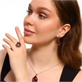Комплект ювелирной бижутерии серьги, кулон и кольцо 20 р, покрытие: посеребрение, вставка: фианиты и искусственный камень, цвет: бордовый и графитовый, арт.314.292-20 314.292-20