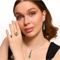 Комплект ювелирной бижутерии серьги, кулон и кольцо 17 р, покрытие: посеребрение, вставка: фианиты и искусственный камень, цвет: оливковый и графитовый, арт.314.286-17 314.286-17