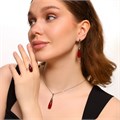 Комплект ювелирной бижутерии серьги, кулон и кольцо 18 р, покрытие: посеребрение, вставка: фианиты и искусственный камень, цвет: бордовый и графитовый, арт.314.284-18 314.284-18