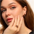 Комплект ювелирной бижутерии коллекция "Дубай" серьги и кольцо 18 р, покрытие позолота, вставка: фианиты, цвет: черный, арт.314.196-18 314.196-18