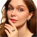 Комплект ювелирной бижутерии коллекция "Дубай" серьги и кольцо 20 р, покрытие позолота, вставка: фианиты, цвет: прозрачный и зеленый, арт.314.187-20 314.187-20