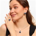 Комплект ювелирной бижутерии, серьги, кулон и кольцо 17 р, вставка: фианиты, цвет: синий, арт.216.274-17 216.274-17