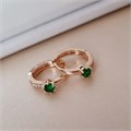 Серьги маленькие круглые конго коллекция "Xuping" покрытие позолота, вставка: фианиты, цвет: зеленый и прозрачный, арт.101.232 101.232