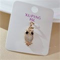 Кулон сова коллекция "Xuping ML" покрытие позолота, вставка: фианиты, цвет: черный и прозрачный, арт.101.189 101.189